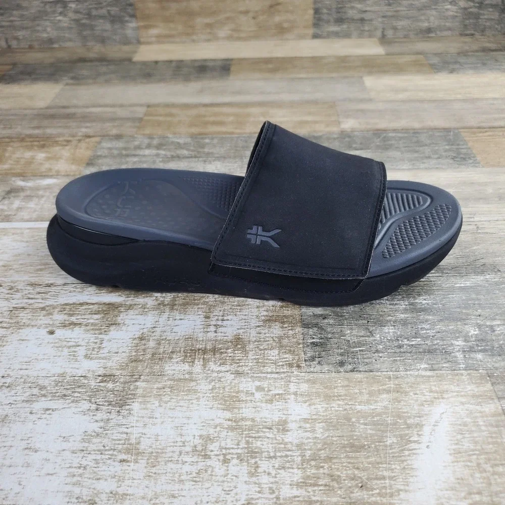 Kuru Moment Mens Slide Sandals Sz 11 M Jet Black Storm Gray Platform Slip On